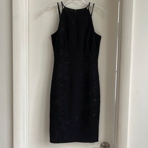 Karen Millen Embroidered Floral Black Pencil Dress